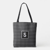 Geometrische zwarte witte moderne Florale monogram Tote Bag (Achterkant)