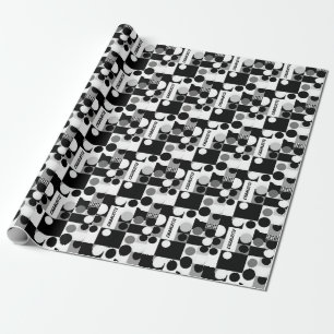 geometrische zwarte witte vormen patroon mod cadeaupapier