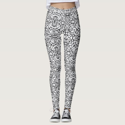 Geometrische zwarte witte vormgeving abstracte leg leggings (Voorkant)