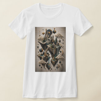 Geometrische zwevende rijken in 3D Micro Mozaïek T-shirt