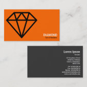 Geometropolis - Eenvoudige diamant - zwart op Oran Visitekaartje (Voorkant / Achterkant)