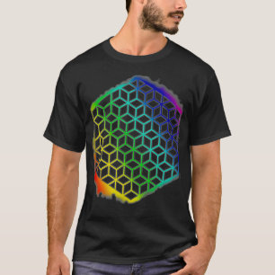 Geometry bloem van het leven Cubes Mandala Patte T-shirt