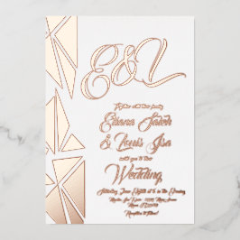 Geometry Blush Gold Weddenschap geperst Folie Uitnodiging
