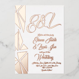 Geometry Blush Gouden Geperste   Folie Uitnodiging