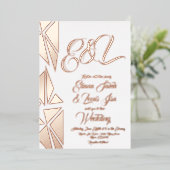 Geometry Blush Gouden Geperste Folie Uitnodiging (Staand Voorkant)