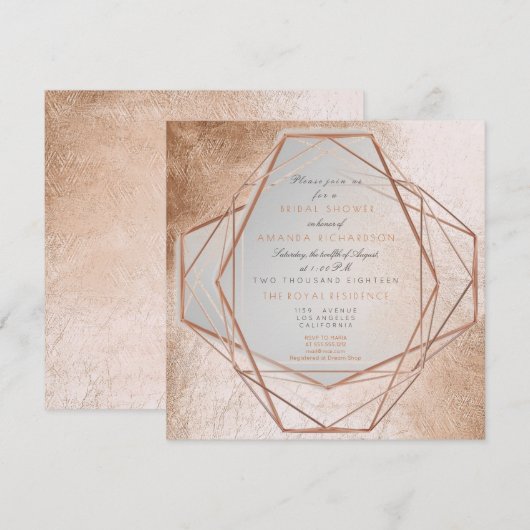 Geometry Cooper Vrijgezellenfeest Metallic Lines Kaart (Voorkant / Achterkant)