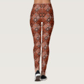 Geometry ethnic patchwork brown orange  leggings (Achterkant)