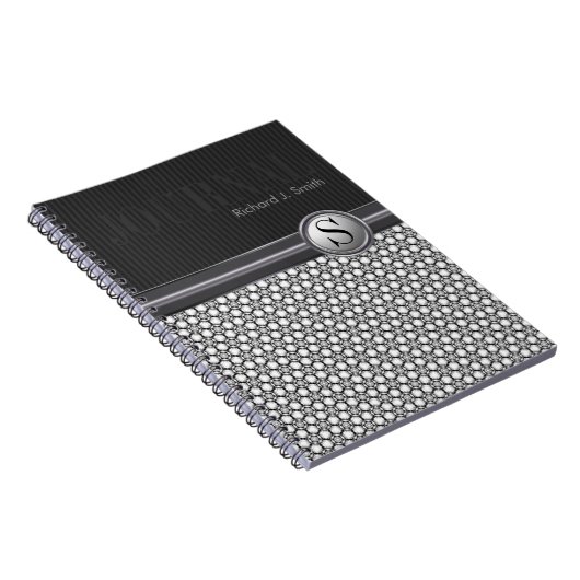 Geometry Hexagon Pattern Black White Journal Notitieboek (Rechterzijde)