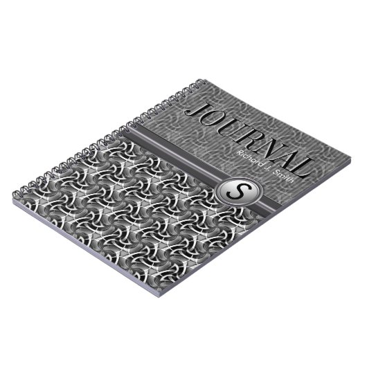 Geometry Hexagon Pattern Black White Journal Notitieboek (Linkerzijde)