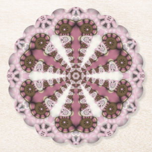 Geometry Land Earth Roze Mandala Kartonnen Onderzetters