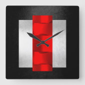 Geometry Modern Red Gray Silver Oriental VIP Vierkante Klok (Voorkant)