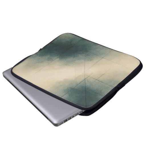 Geometry of Emotion Pt3 Japandi Teal Gray Laptop Sleeve (Voorkant onderkant)