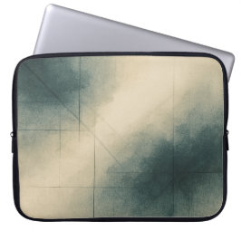 Geometry of Emotion Pt3 Japandi Teal Gray Laptop Sleeve