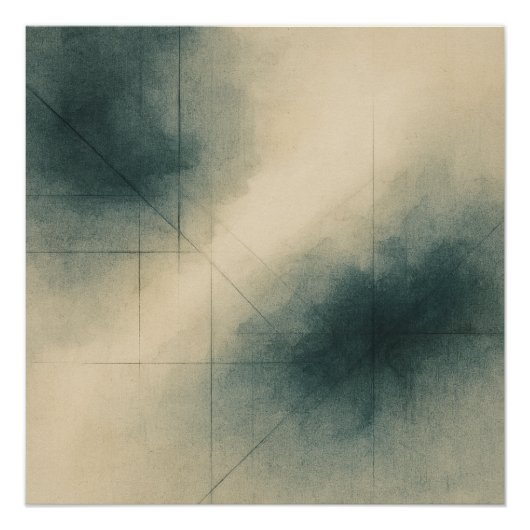 Geometry of Emotion Pt3 Japandi Teal Gray Perfect Poster (Voorkant)