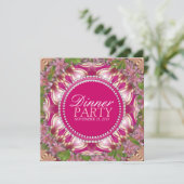 Geometry Pink Lilys Garden Dinner Party Invitation Kaart (Staand voorkant)