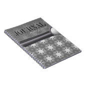 Geometry Silver White Snowflake Pattern Journal Notitieboek (Rechterzijde)