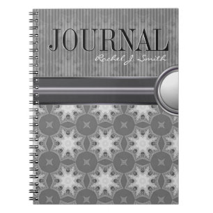 Geometry Silver White Snowflake Pattern Journal Notitieboek