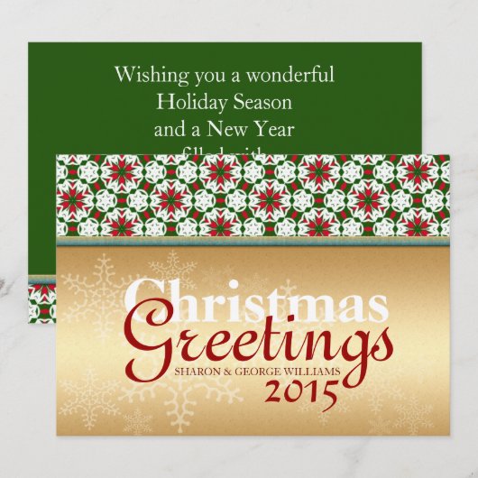 Geometry Star Snowflake Golden kerstFeestdagen Feestdagenkaart (Voorkant / Achterkant)