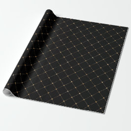 Geometry Stippen Grill Sepia Black Gold Squares Cadeaupapier