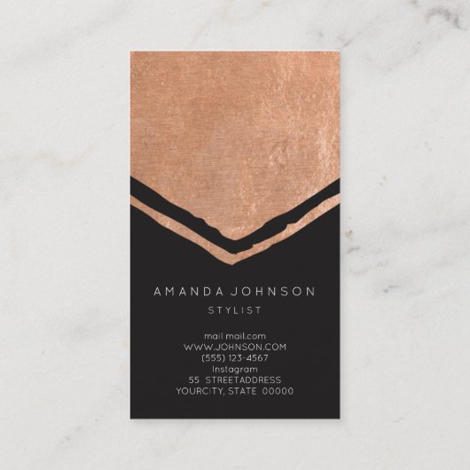 Geometry Stylist Event Black Roze Rose Gold Brush Visitekaartje (Achterkant)