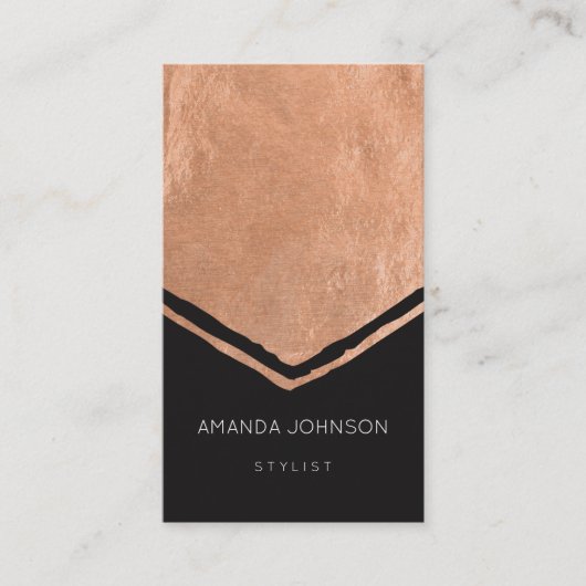 Geometry Stylist Event Black Roze Rose Gold Brush Visitekaartje (Voorkant)