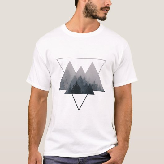 Geometry Triangles Misty Forest T-shirt (Voorkant)
