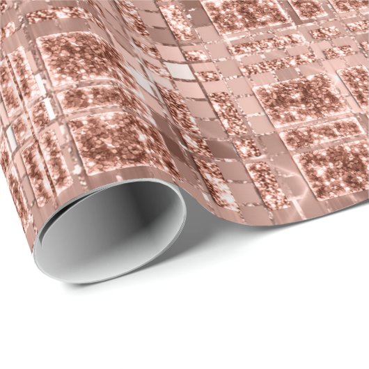 Geometry Vonk Roos Goud Grily Copper Glitt Bridal Cadeaupapier (Rol Hoek)