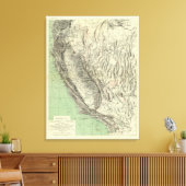 Geomorphic map, Californië, Nevada Canvas Afdruk (Insitu (Woonkamer))