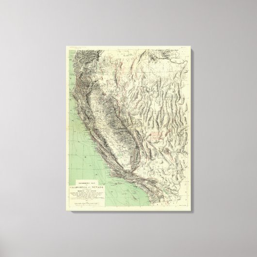 Geomorphic map, Californië, Nevada Canvas Afdruk (Voorkant)