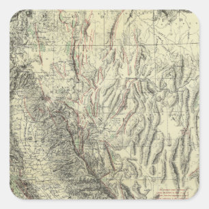 Geomorphic map, Californië, Nevada Vierkante Sticker