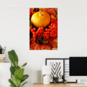 Geoogste pompoenen met valbladeren 2 poster (Thuiskantoor)