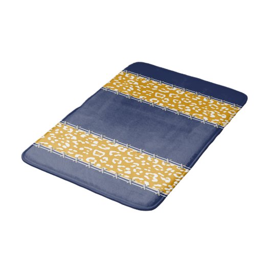Geopard, blauw van de marine, wit, mosterdgeel, va badmat (Gekanteld)