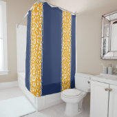 Geopard, blauw van de marine, wit, mosterdgeel, va douchegordijn (In situ)