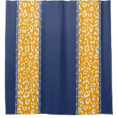 Geopard, blauw van de marine, wit, mosterdgeel, va douchegordijn (Voorkant)