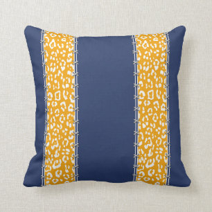 Geopard, blauw van de marine, wit, mosterdgeel, va kussen