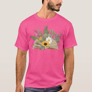 Geopend Boek Met Bloemen En Bladeren T-shirt