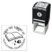 Geopend boek met roos 'Uit de bibliotheek van' naa Zelfinktende Stempel (In situ)