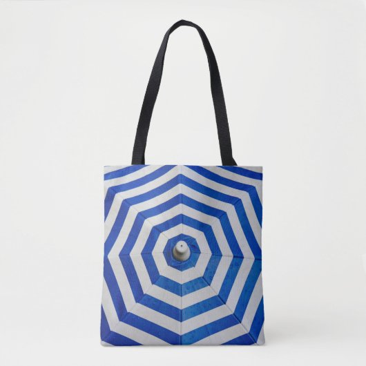 Geopende gestreepte paraplu tote bag (Voorkant)
