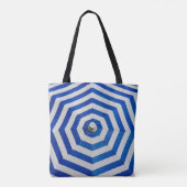 Geopende gestreepte paraplu tote bag (Achterkant)