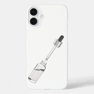 Geopende glazen druppelfles met pipet iPhone 16 plus hoesje