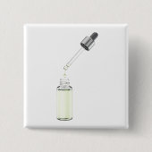Geopende glazen druppelfles met pipet vierkante button 5,1 cm (Voorkant)