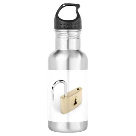 Geopende hangslot waterfles (Voorkant)