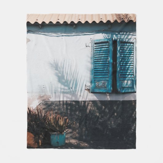 GEOPENTE BLAUVERE VENSTERS FLEECE DEKEN (Voorkant)