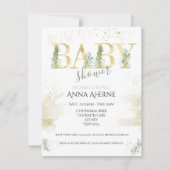 Geophisticeerd goud met salie groen baby shower kaart (Voorkant)