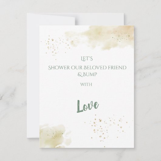 Geophisticeerd goud met salie groen baby shower kaart (Achterkant)