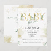 Geophisticeerd goud met salie groen baby shower kaart (Voorkant / Achterkant)