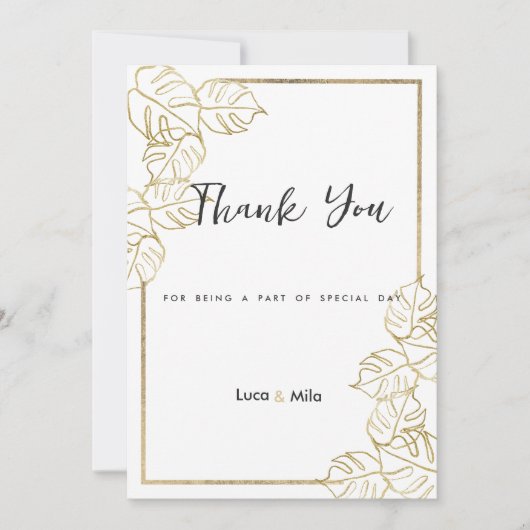 Geophisticeerd wit goud tropisch blad Bedankt Kaart (Voorkant)