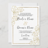 Geophisticeerd wit goud tropisch gebladerte Trouwe Kaart (Voorkant)