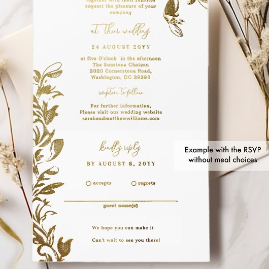 Geophisticeerde witte en gouden folie laat alles i all in one uitnodiging