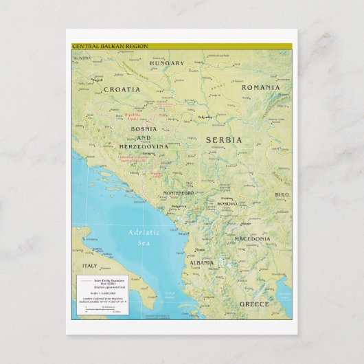 Geopolitieke kaart van de Midden-Balkan (Voorkant)